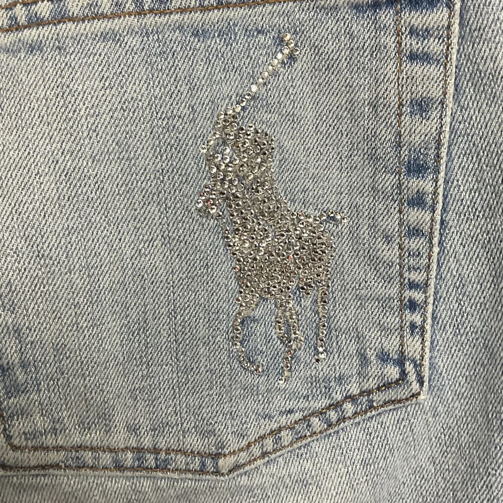 Ralph Lauren Rhinestone Logo Light Blue Women's Jeans 28 - Picture 5 of 6
